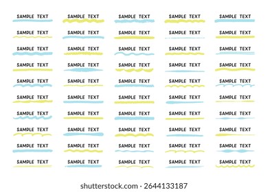 A set of handwritten underlined text. The rough, handwritten lines give a pop and casual impression. This is a useful decorative material that can be used for a wide range of purposes, such as present