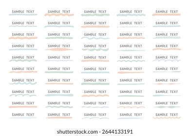 A set of handwritten underlined text. The rough, handwritten lines give a pop and casual impression. This is a useful decorative material that can be used for a wide range of purposes, such as present