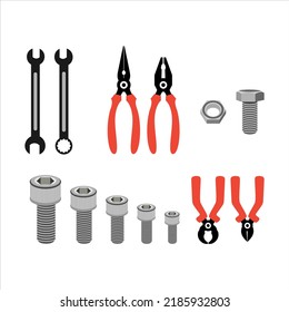Set of handy tools and bolts vector element idea