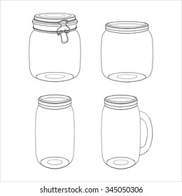 Set of hanf drawn jar