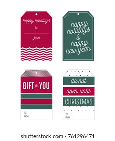 Set of Hang Tags, Happy Holidays Gift Box Tag, Hang Tag, Gift Box Tag Vector