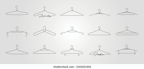 set of hanger icon logo vector line art design, minimalist hanger logo collection