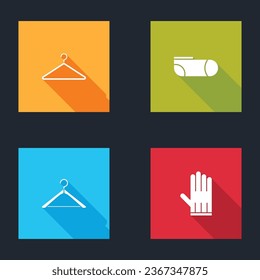 Set Hanger wardrobe, Sport socks,  and Leather glove icon. Vector