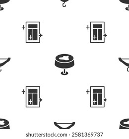 Set Hanger wardrobe, Stain on the tablecloth and Cleaning service for window on seamless pattern. Vector