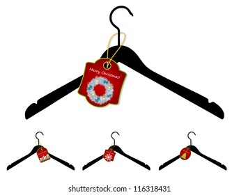Set of hangers with Christmas sale tag. Vector illustration