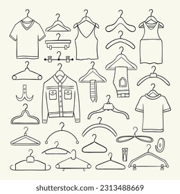  A set of hangers. Hand drawn vector illustration