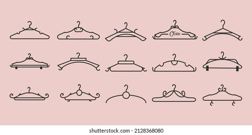 set of hangers minimalist line art logo vector symbol illustration design