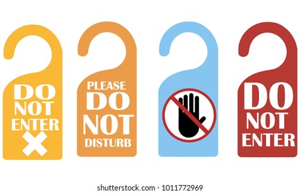 set of hangers on the door handle do not enter