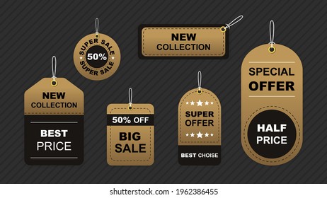Set of hanging Big Sale Shopping Badges Labels, Tags, Banners. Vector illustration