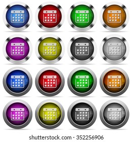 Set of hanging calendar glossy web buttons. Arranged layer structure.