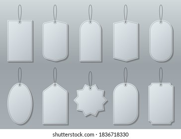 Set of hanging label price or blank white paper price tag or empty badges label tag concept. eps 10 vector, easy to modify