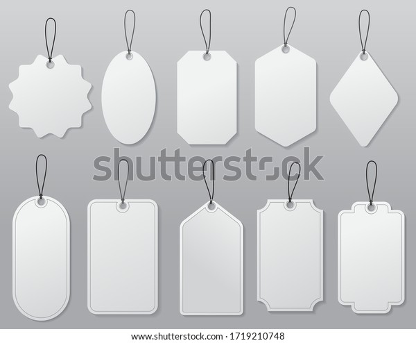 set of hanging\
label price or blank white paper price tag or empty badges label\
tag concept. eps 10\
vector,\
