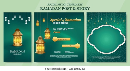 Legen Sie hängende Laterne ramadan Banner-Vorlagen fest. Messeaufdruck