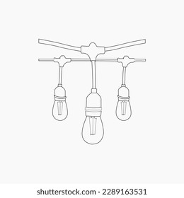 Set of hanging light bulbs with one glowing. New style. Trendy flat vector light bulb icons with concept of idea on white background, eps10.