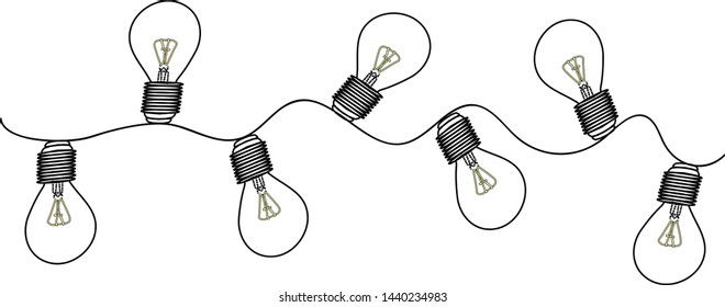 Set of hanging light bulbs. Trendy flat vector light bulb icons with concept of idea on white background.