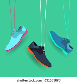 Set of Hanging Shoes. vector