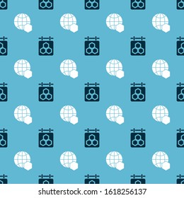 Set Hanging sign with honeycomb and Honeycomb map of the world on seamless pattern. Vector