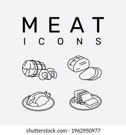 Set of hanndrawn meat icons