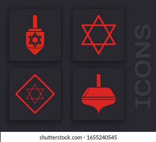 Set Hanukkah dreidel, Hanukkah dreidel, Star of David and Star of David icon. Vector