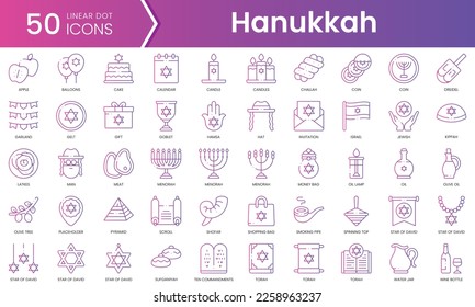 Set of hanukkah icons. Gradient style icon bundle. Vector Illustration