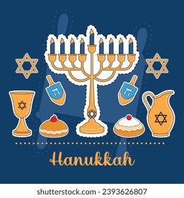 Set of hanukkah icons Vector illustration