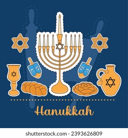 Set of hanukkah icons Vector illustration