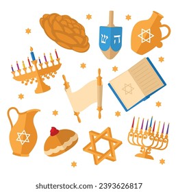 Set of hanukkah icons Vector illustration