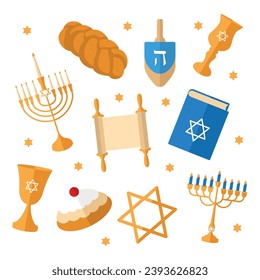 Set of hanukkah icons Vector illustration