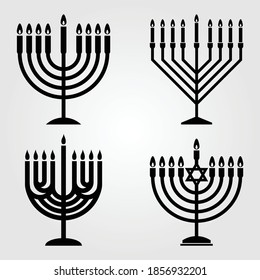 Set Hanukkah Menorah icon isolated on white background. Vector illustration
