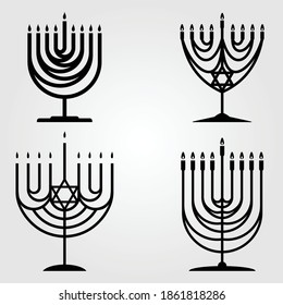 Set Hanukkah Menorah icon isolated on white background. Vector illustration