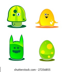 Set of happiness monsters. Japanese. Manga.