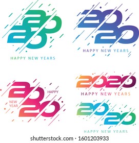 Set of Happy 2020 new year insta color banner for your seasonal holidays. Letter design background 2020. Vector illustration EPS.8 EPS.10