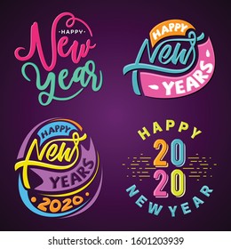 Set of Happy 2020 new year insta color banner for your seasonal holidays. Letter design background 2020. Vector illustration EPS.8 EPS.10