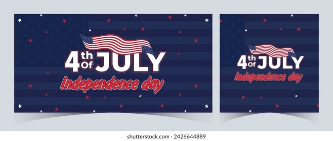 Set of Happy 4th of July. Fourth July Independence Day USA. Independence Day sale web banner. Independence Day USA social media promotion template. greeting card, poster with United States flag