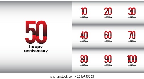 set happy anniversary celebration vector concept template design illustration