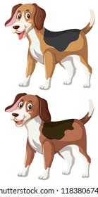 Eine Reihe von fröhlicher Beagle-Illustration