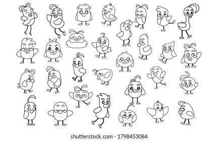 Set of a happy birds cartoon - Vector