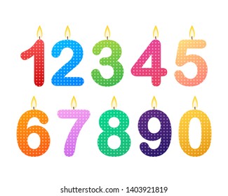 Set of Happy Birthday candle numbers. Vector stock illustration