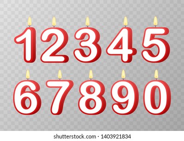 Set of Happy Birthday candle numbers. Vector stock illustration