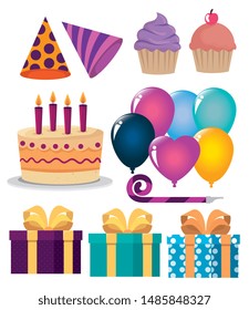 set of happy birthday decoration to party celebration