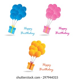 Set Happy birthday design over white background ,vector illustration