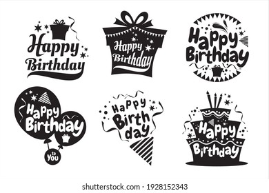 Set of Happy Birthday Design for printing template