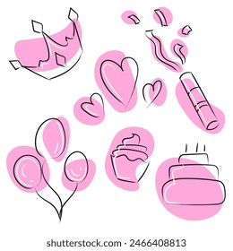 Set of Happy Birthday doodles.