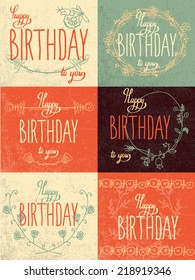 Set happy birthday hand lettering - handmade calligraphy, vector eps8