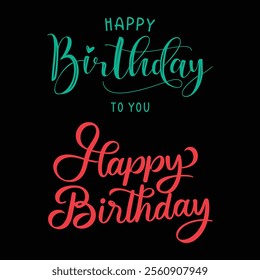 Set of happy birthday lettering calligraphy illustration vector