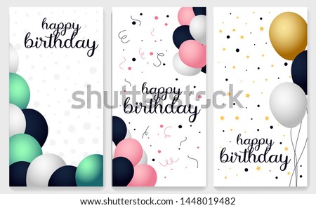 Set happy birthday, lots of balloons together, on white background, in your desing