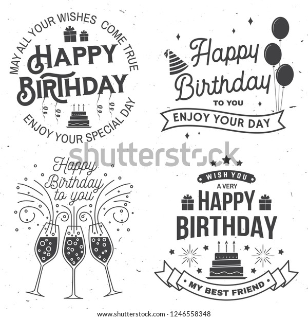 Set Happy Birthday Templates Overlay Badge Stock Vector (royalty Free 