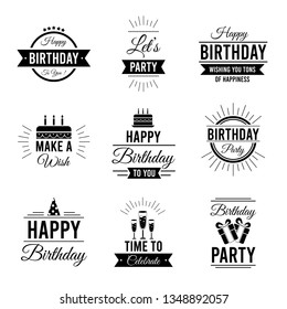 Set of happy birthday typography for greeting card, invitation cards, banners. Vol.4