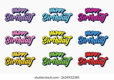 Set of Happy Birthday vectors, Top best happy birthday typography, collection of Happy Birthday wishes
