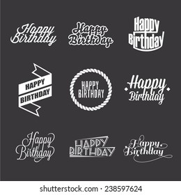 Set of Happy Birthday's lettering, typography design elements